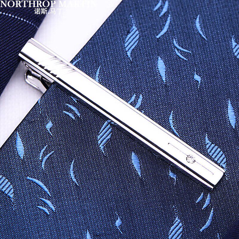 诺斯马丁领带夹男士高档商务正装轻奢高级领夹领带夹子银色镶钻