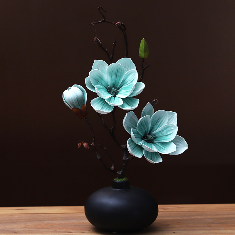大玉兰仿真花客花瓶套装摆装新G中式家居艺厅茶几件饰假
