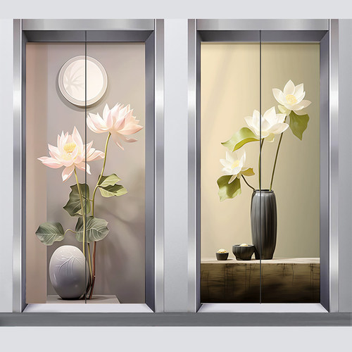 现代简约电梯门贴纸入户厅门贴画