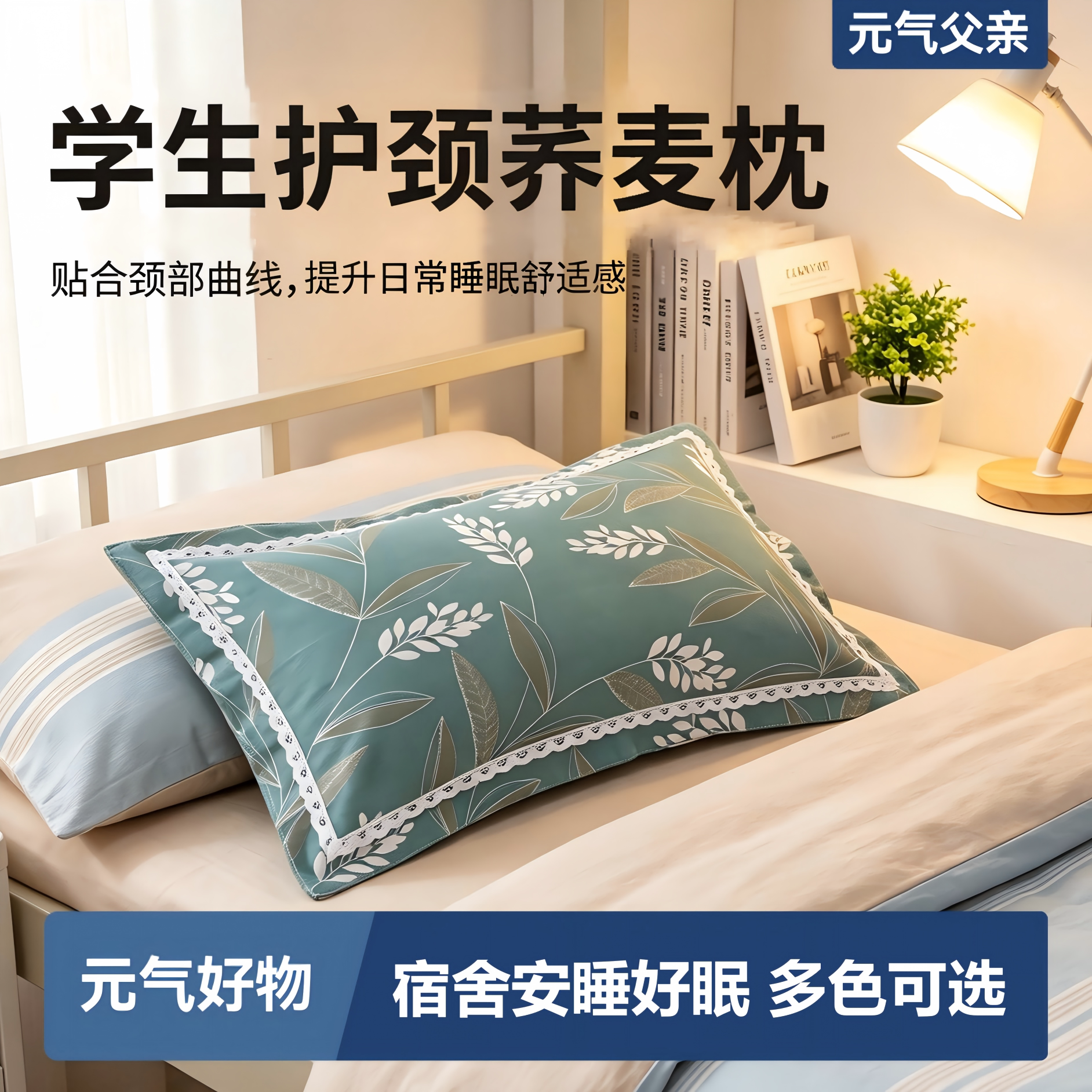 全棉荞麦护颈枕静音睡眠全荞麦壳填充成人学生宿舍纯棉舒适睡眠枕
