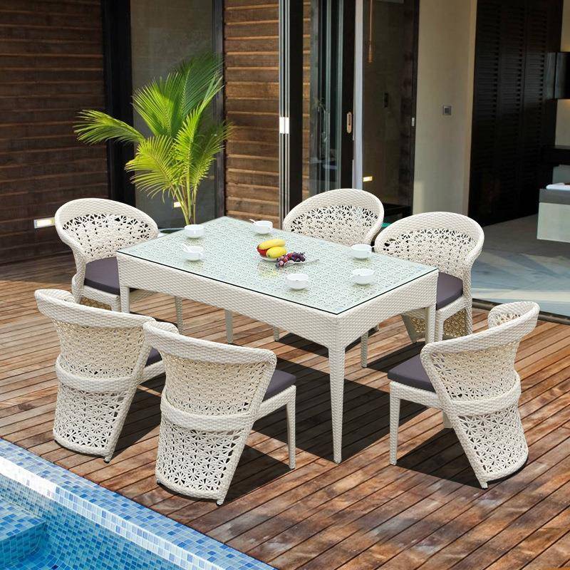 户外藤椅阳台休闲桌椅组合现代简约仿藤桌椅五件套室外花园桌椅