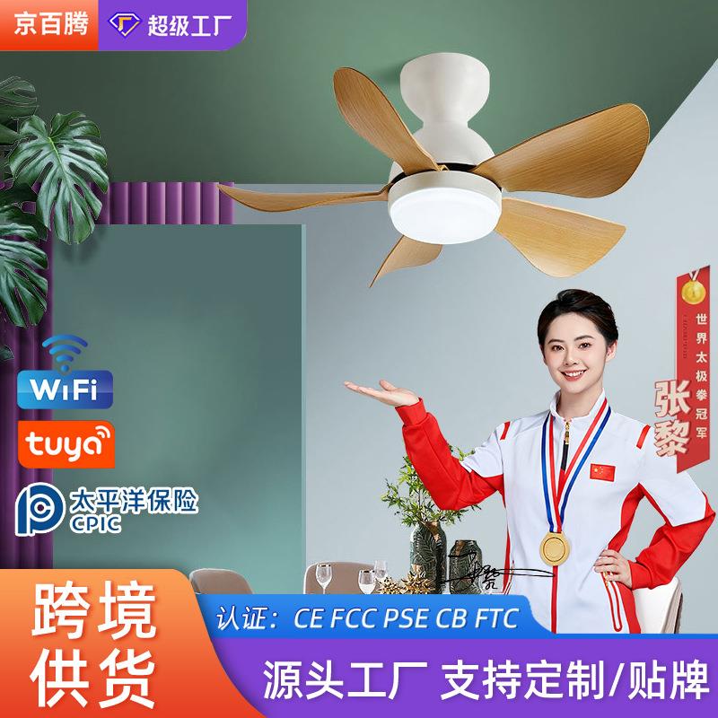 定制全光谱餐厅风扇灯家用客厅卧室一体电扇灯智能变频吊扇灯厂家