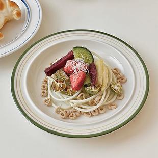 ins风陶瓷意面盘子菜盘家用早餐盘西餐餐盘草帽盘甜点牛排盘汤盘