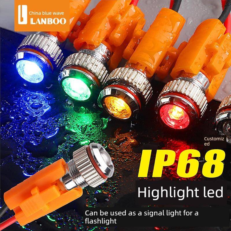 蓝色波Lb8A金属指示灯信号灯8mm引脚型高亮度镜面防水Ip68长寿命2