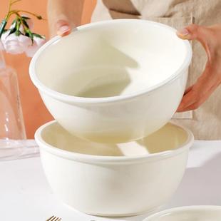 大号瓷碗汤盆加厚创意泡面碗沙拉碗家用 8英寸奶油风陶瓷汤碗2只装