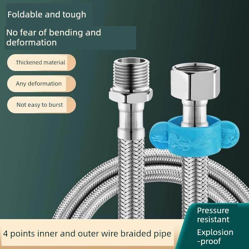 4分内外丝进水软管304不锈钢丝编织软管热水器加长上水连接延长管,家装主材,进水软管,淘宝优惠券,粉丝福利购,淘宝优惠卷