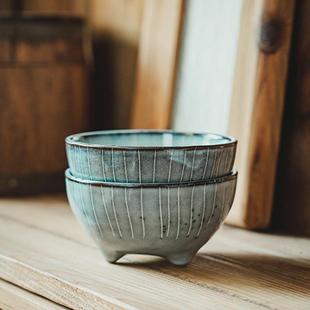 汤碗菜碗燕麦酸奶碗甜品陶瓷小碗 三足碗家用窑变复古风米饭碗日式