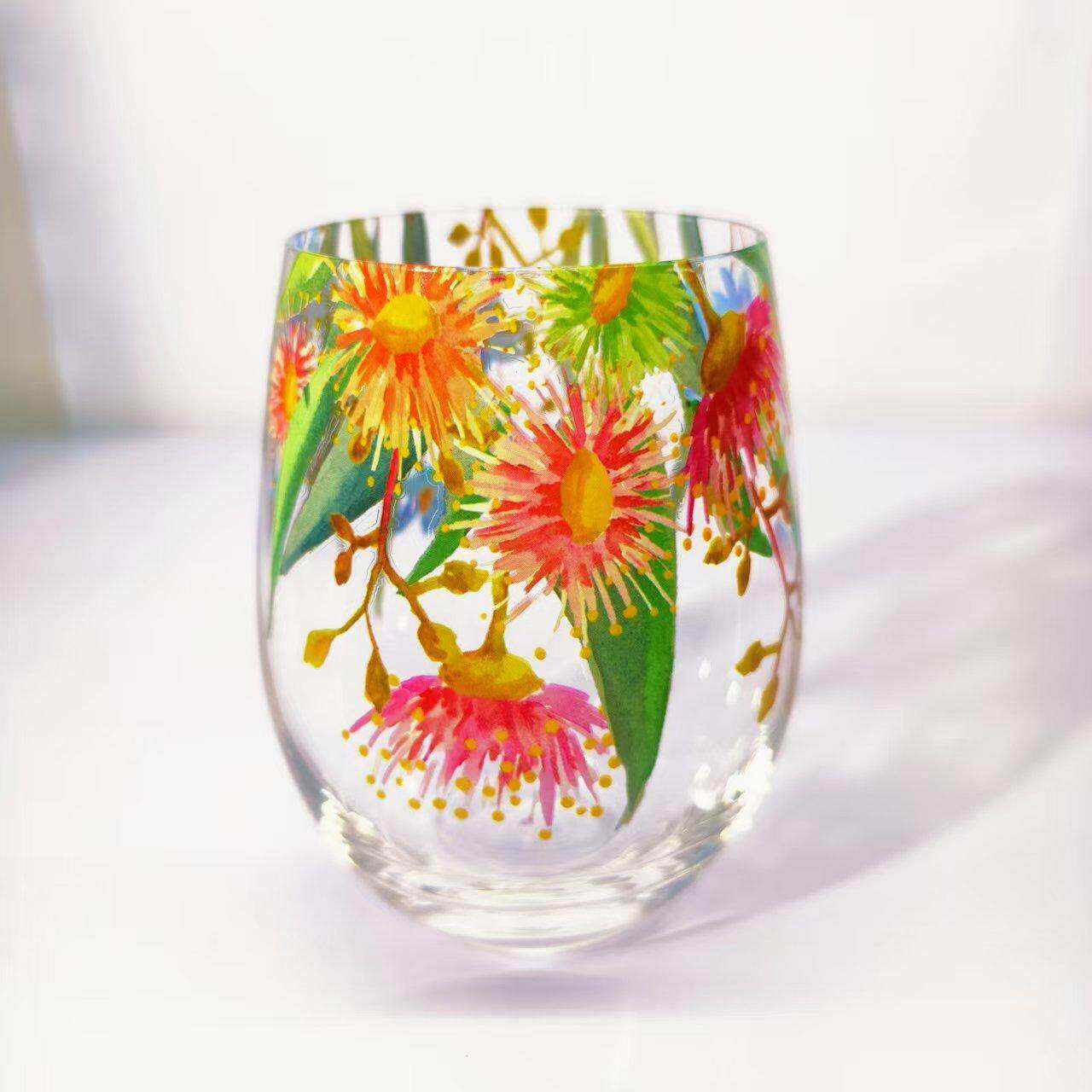 【可尔】法式玻璃杯水杯子新款手绘彩绘客厅茶几饮料杯啤酒杯蛋80