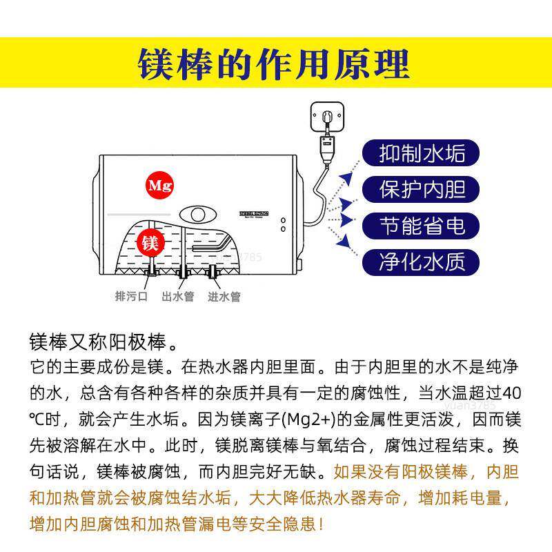 适配澳柯玛电热水器镁棒正品阳极棒40/50/60/80L升通用配件除垢棒