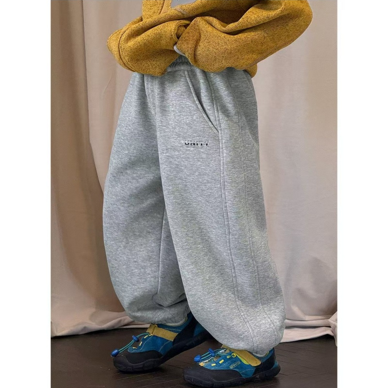 加厚一体绒儿童运动裤休闲直筒裤