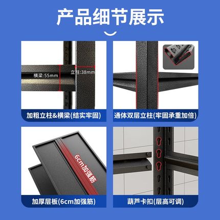 货架置物架家用阳台多层仓储加z厚铁架子超市仓库储藏室收纳展示