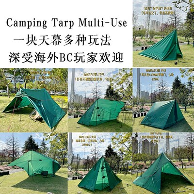 户外多功能19挂点天幕黑胶涂银防雨防晒遮阳帐篷轻量化单独天幕布