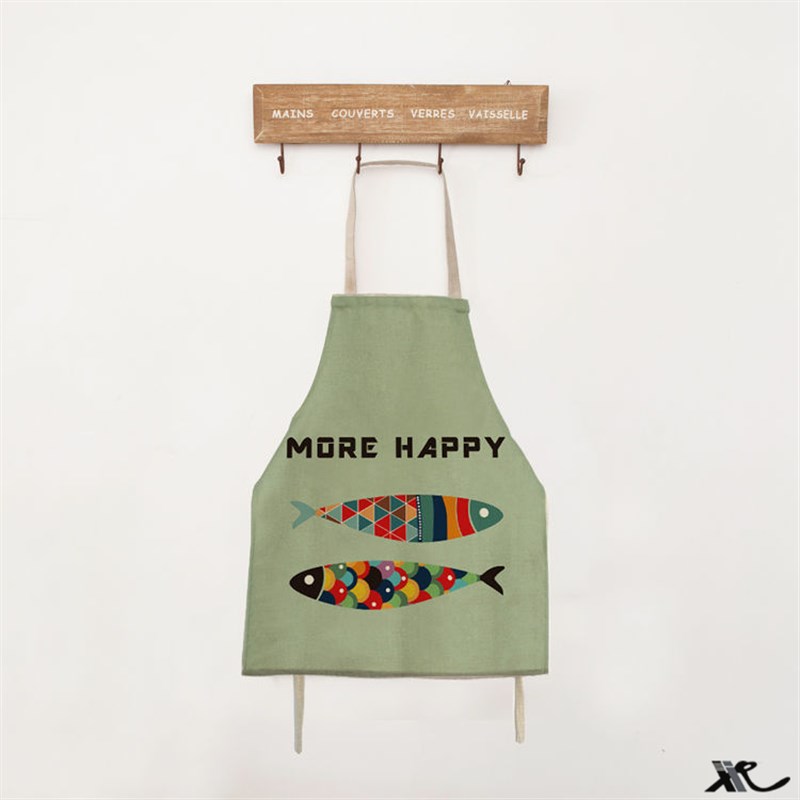 2023新款日式棉麻围裙厨房家用可爱挂脖秋夏无袖韦W裙女围腰时尚