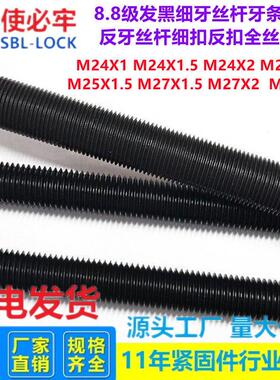 8.8级12.9级细牙丝杆M18M24X1M27M25*1.5*2*3反牙1米加长全牙螺杆
