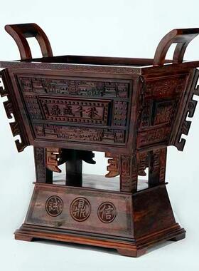 实木香炉大号玄关装饰开业送礼鼎盛千秋红木鼎摆件一言九鼎红酸枝