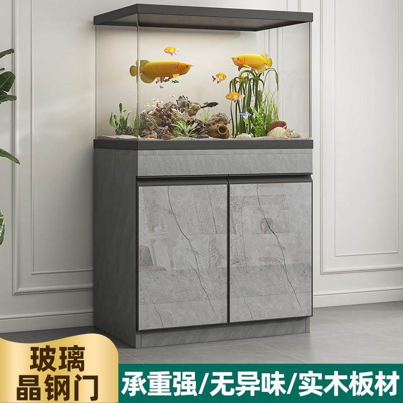 实木定制轻奢鱼缸柜底柜底座客厅隔断桌面承重鱼缸底柜架子玻璃门