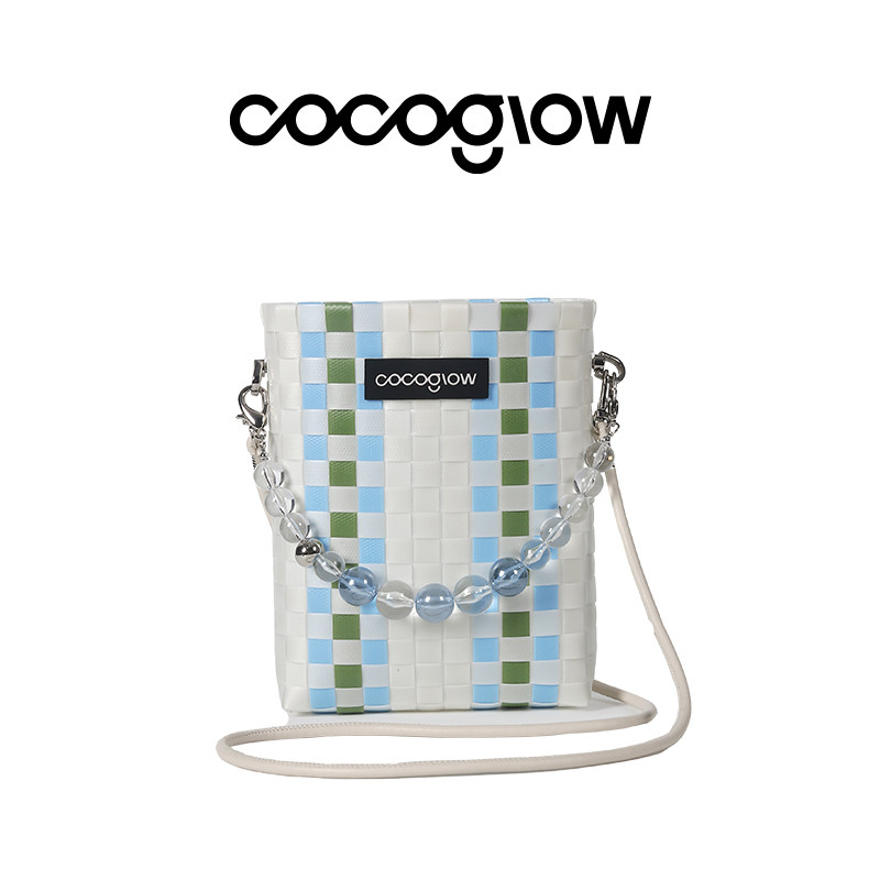 cocoglow夏日冰淇淋迷你菜篮子编织包手工编织斜挎包女包包手提包