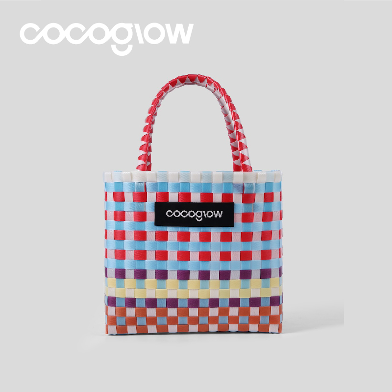 cocoglow冰淇淋系列菜篮子女士手提包手工编织包泰国小众女度假包