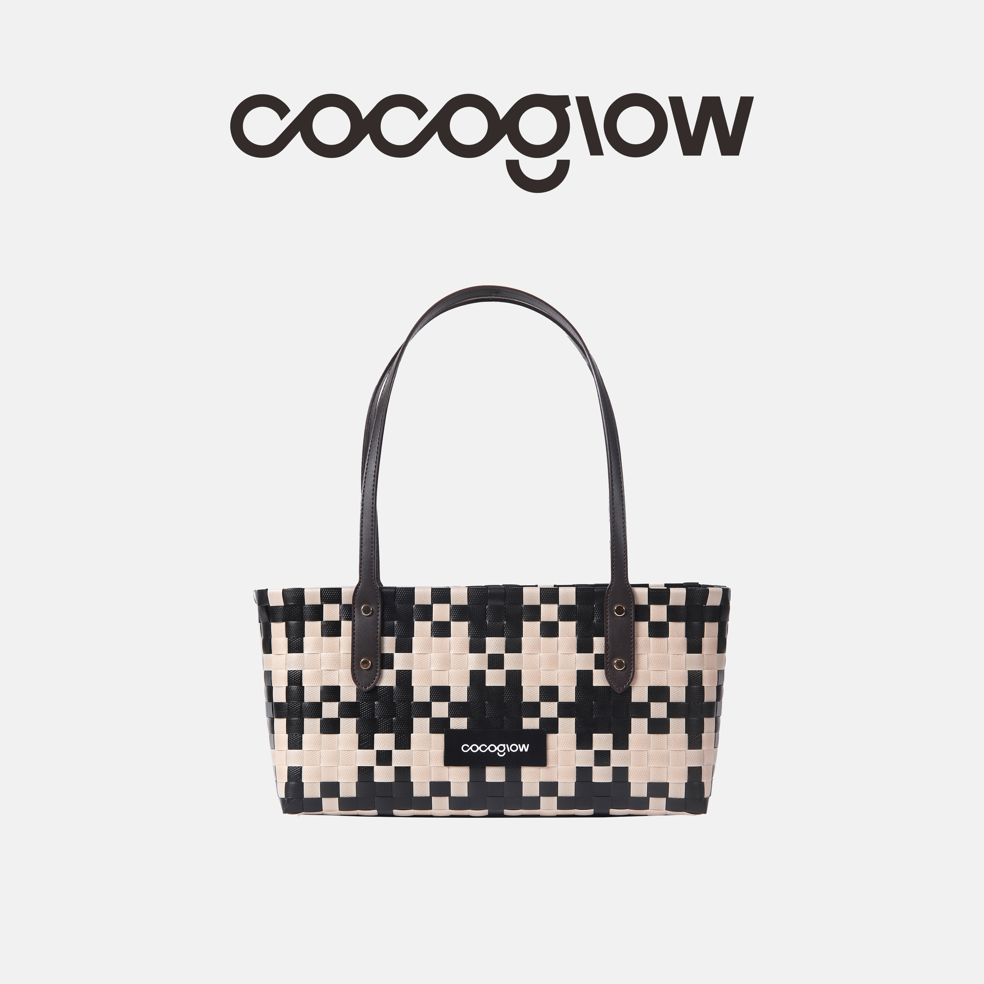 cocoglow波士顿中号系列菜篮子小众设计手工编织女士手提包腋下包图片