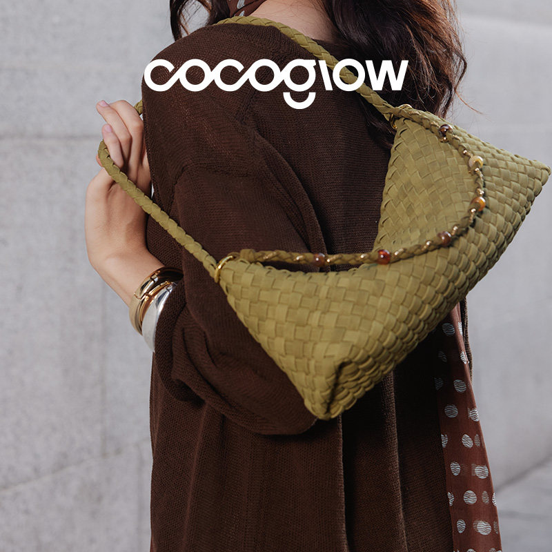 cocoglow25秋新款手工腋下编织包高级奢感小众通勤包包单肩手提包,箱包皮具/热销女包/男包,通用款女包,淘宝优惠券,粉丝福利购,淘宝优惠卷