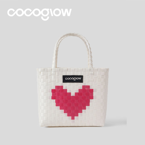【管乐同款】cocoglow爱心系列菜篮子手工编织包女士手提包度假包