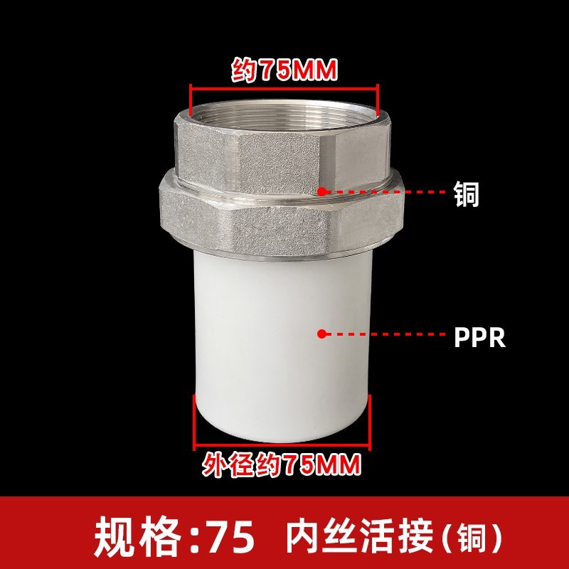 PPR水管大号外丝直接内丝活接头配件75901K10双头热熔3寸4寸铁活