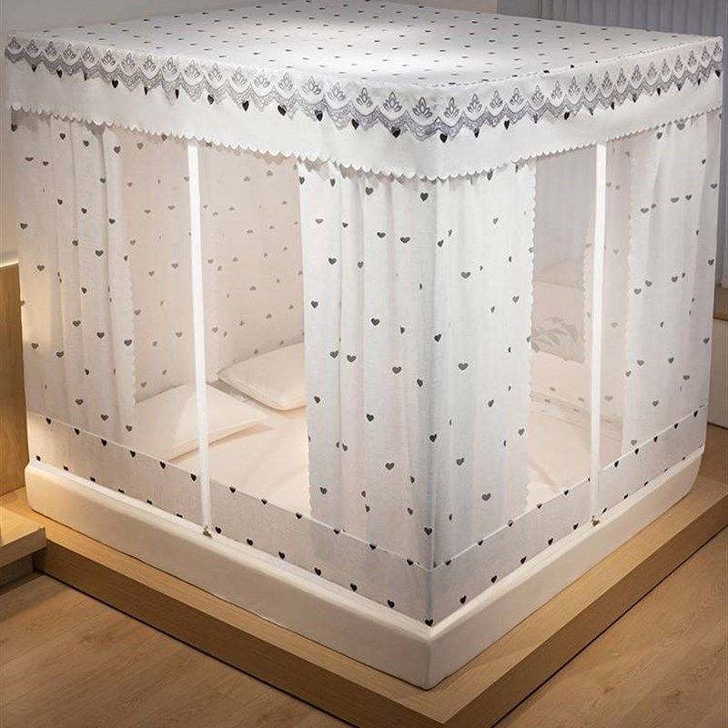 2022新款高级免安装遮光蚊帐家用卧室加密加厚床帘一体式儿童防摔
