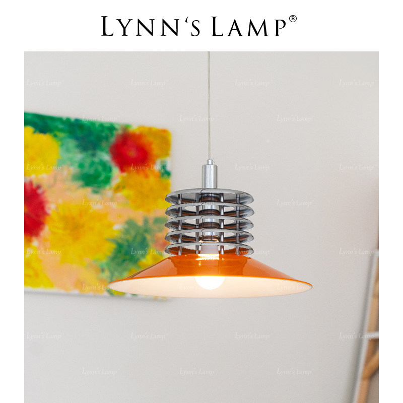 Lynns立意 中古包豪斯风格吊灯 餐厅岛台工业风复古橙色孟菲斯灯