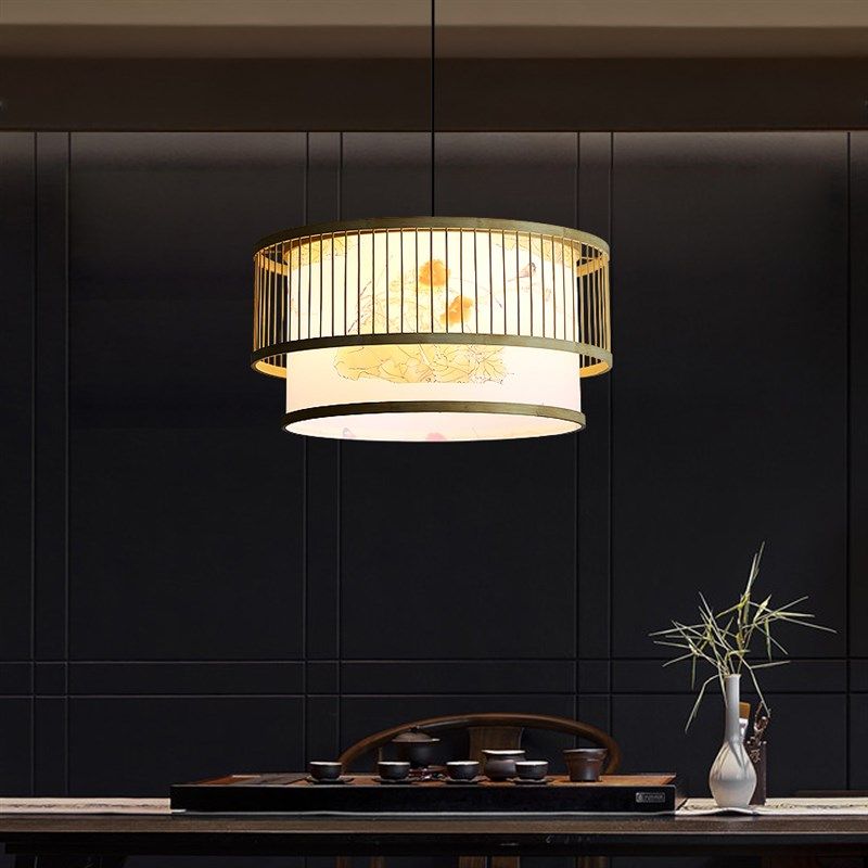 现代中式竹艺灯笼吊灯酒店茶楼餐厅竹编灯具民宿餐饮店仿羊皮灯饰,家装灯饰光源,酒店/宴会厅/餐饮吊灯,淘宝优惠券,粉丝福利购,淘宝优惠卷