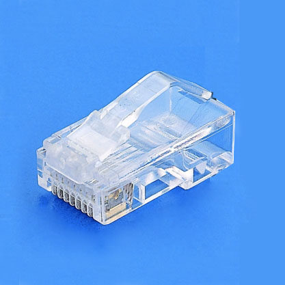 六6类RJ45弯弹片水晶头8P8C网络网线连接头 镀金异型弯二件式