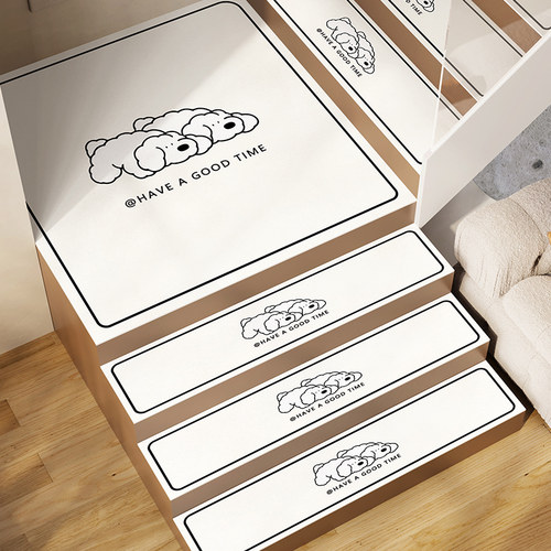 楼梯垫踏步垫可爱风除尘防摔静音防滑家用室内转角阶梯式楼梯地毯