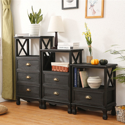 地中海抽屉式收纳柜实木覆古床头柜客厅墙边置物柜墙边缝隙柜斗柜