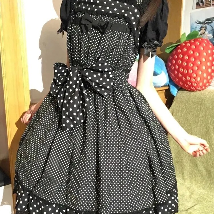 独特漂亮绝美巨好看小个子lolita黑色连衣裙子衬衫上衣两件套女夏