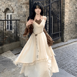 尼河日照 波西米亚美拉德异域风温柔气质连衣裙不规则吊带裙