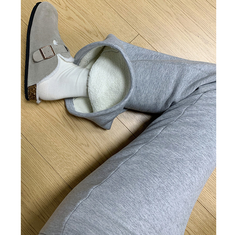 羊羔绒lulu微喇裤女秋冬加绒加厚棉裤小个子垂感运动瑜伽喇叭卫裤