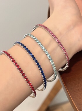 鱼头星星手链波西米亚手串S925纯银彩色锆石弹力女生送女友礼物