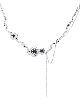 鱼头星星流苏项链时尚小众感复古纽扣冷淡锁骨链潮流女生礼物节日