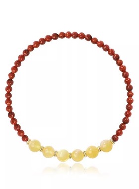 鱼头星星本命年蜜蜡手串天然女生红色小众精致南红玛瑙手链礼物潮