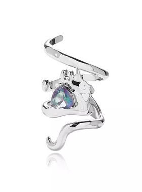 鱼头星星食指戒女生小众设计感缠绕戒指开口网红指环不规则锆石潮