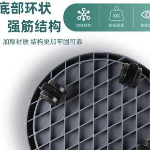 花盆托盘带轮移动接水盘钢化树脂圆形加厚万向轮底座塑料滑轮花盘