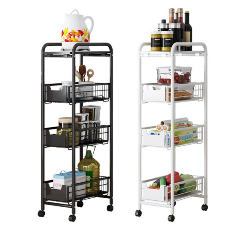 厨房夹缝置物架落地多层移动带轮客厅手推车缝隙整理收纳架家用