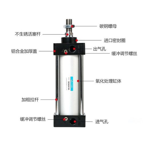 亚德客型SC标准气缸50/63/80/100/125带磁可调行程大缸径气动气缸