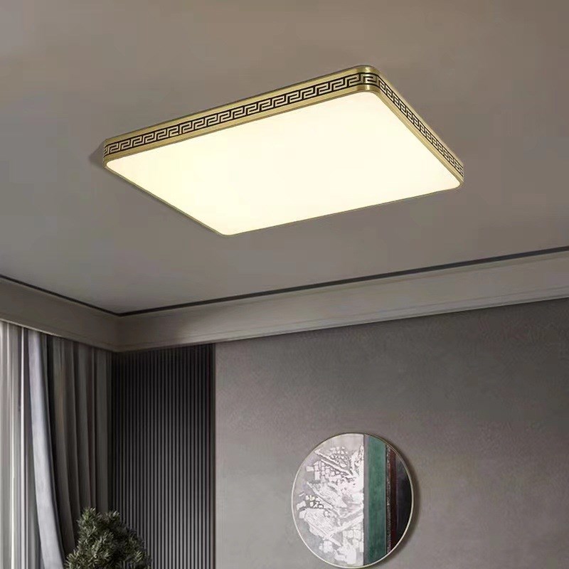 新中式全铜吸顶灯长方形客厅大灯新款中国风现代简约书房卧室灯具