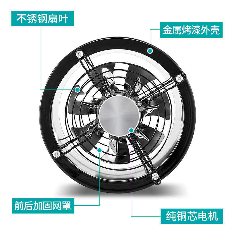 工业排气扇油烟排风扇厨房强力抽风机换气扇墙壁式圆形管道风机