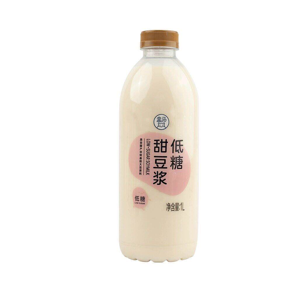 盒马超市代购 低糖甜豆浆1L 健康早餐植物蛋白饮料 12度浓醇豆浆