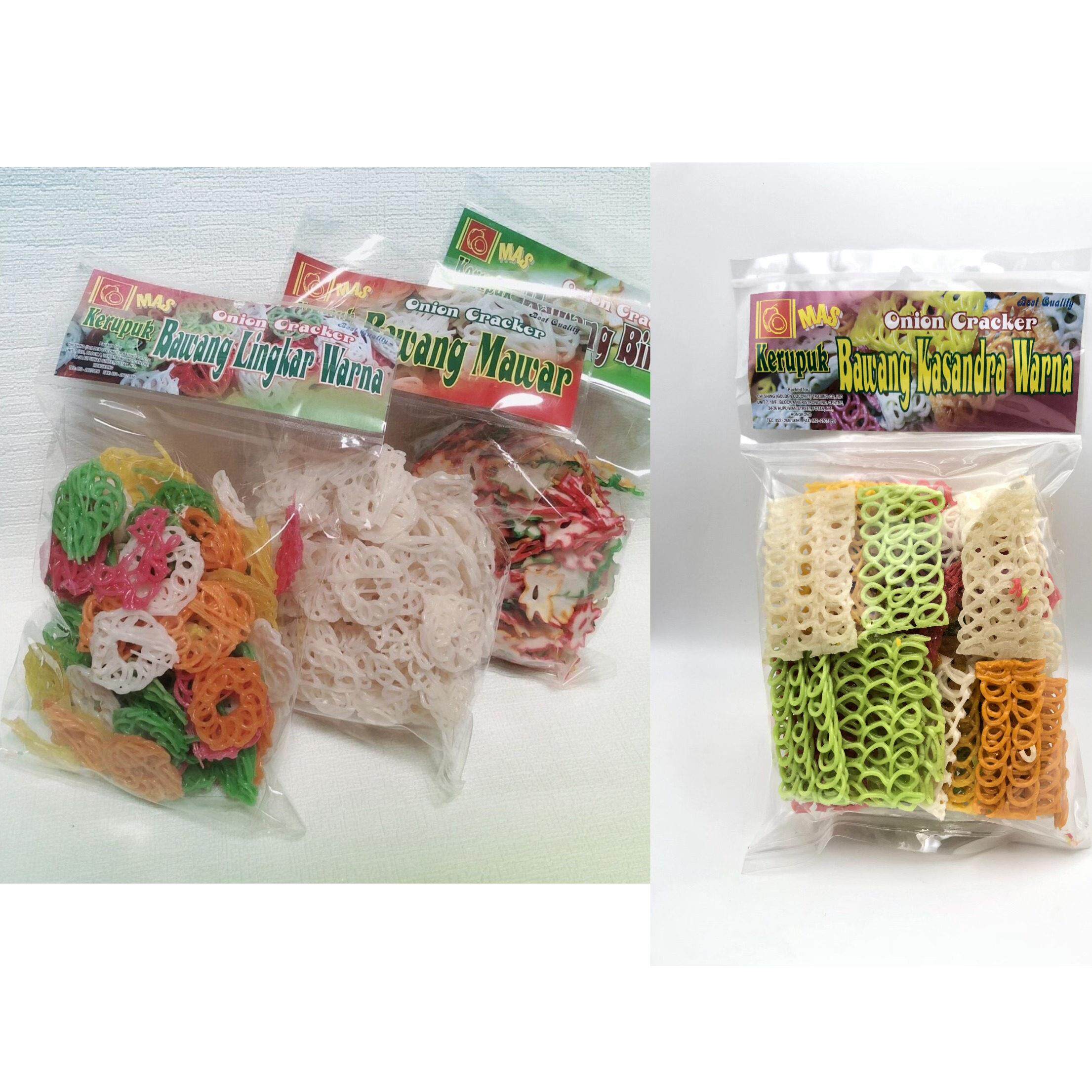 印尼生蒜头片MAS未炸蒜片彩色蒜头饼 蒜味脆片kerupuk onion 250g