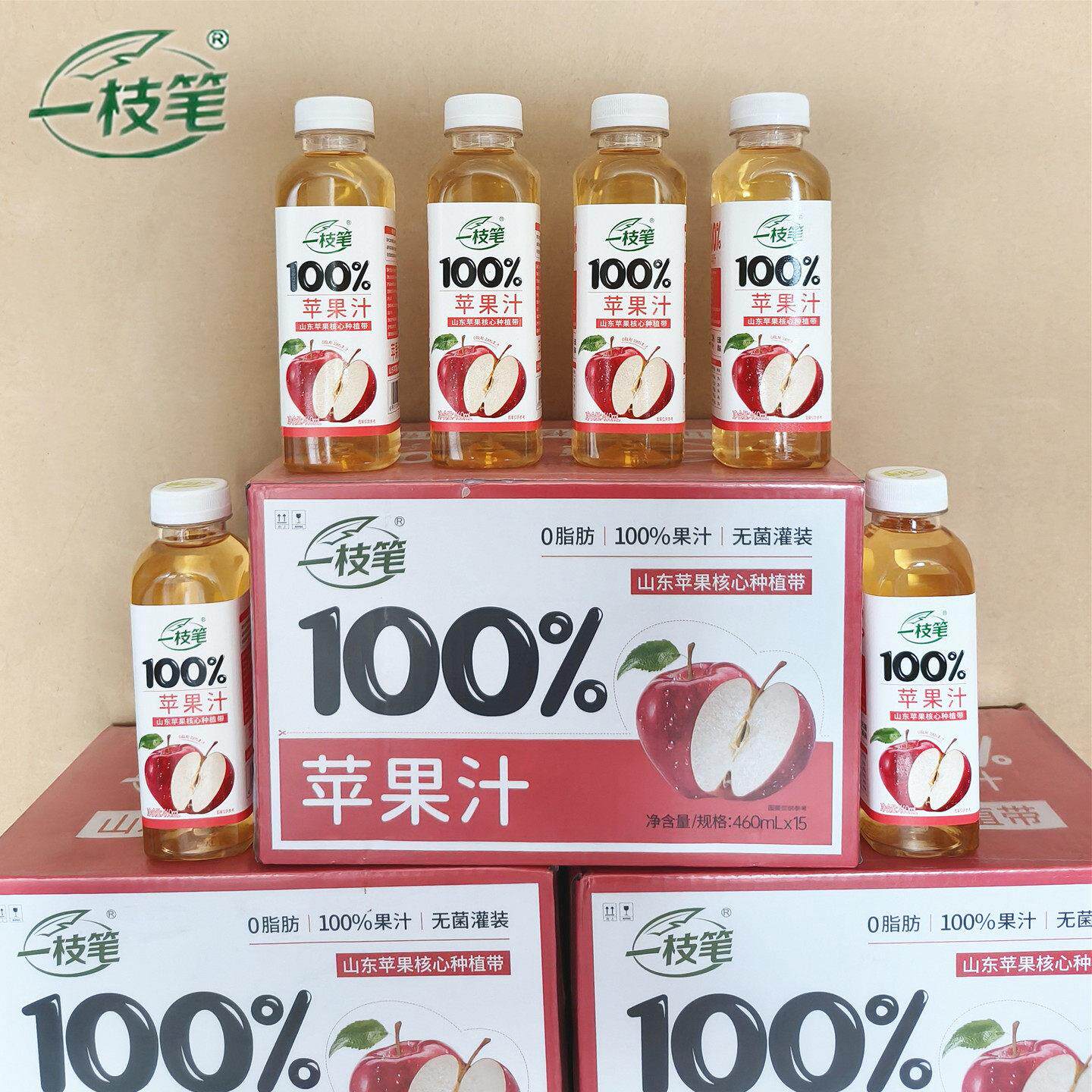 一枝笔100%苹果汁460ml*15瓶装多口味莱阳梨汁葡萄梨双柚苹果芒果