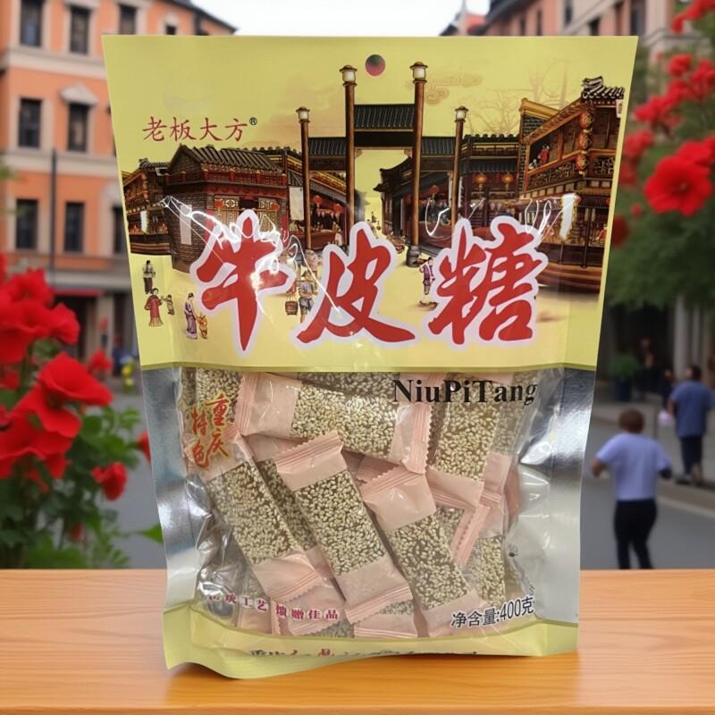 重庆特产老板大方牛皮糖400g芝麻麦芽糖休闲零食景区小吃独立袋装