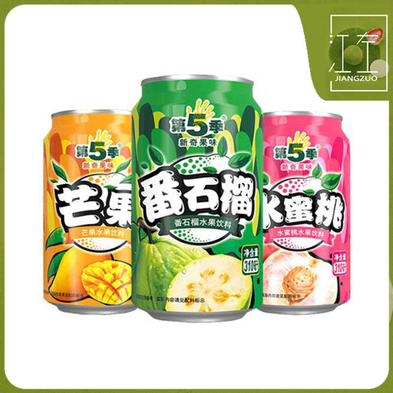 健力宝第五季果汁饮料310ml*12罐番石榴味水蜜桃味芒果味拉罐装