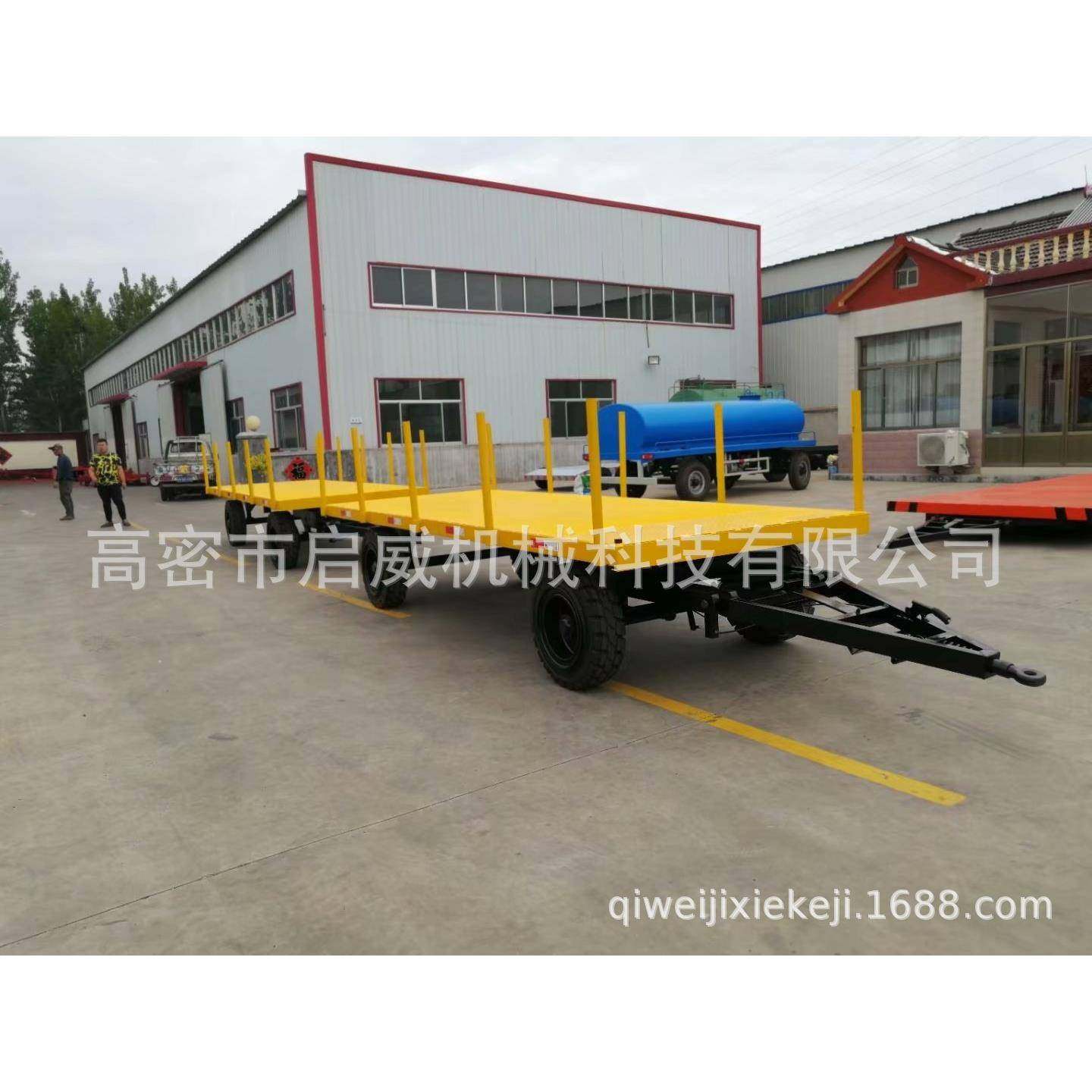 串联式围栏拖车实心胎牵引拖车配件叉车牵引平板拖车厂家